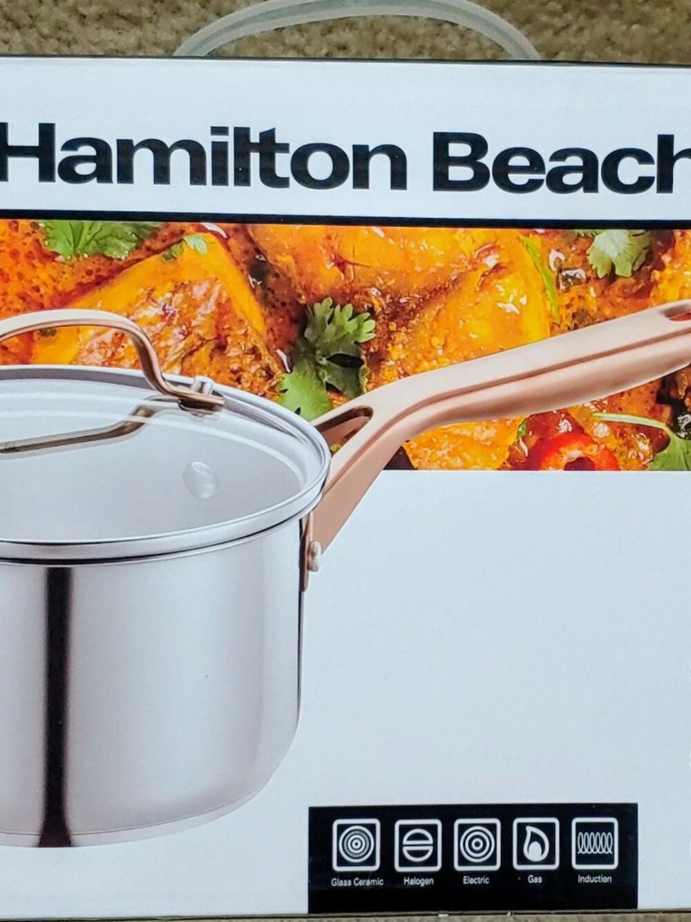 Hamilton Beach Stainless Steel 2-Quart Saucepan with PVD Rose Handle